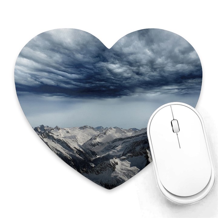 Mountain Landscape Sky Snow Heart Mousepads