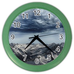 Mountain Landscape Sky Snow Color Wall Clocks by Celenk