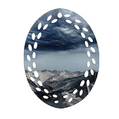 Mountain Landscape Sky Snow Oval Filigree Ornament (two Sides) by Celenk