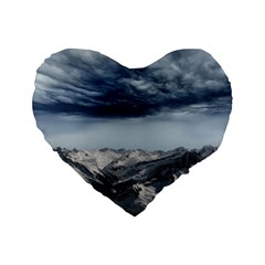 Mountain Landscape Sky Snow Standard 16  Premium Flano Heart Shape Cushions by Celenk