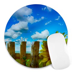 Sunflower Summer Sunny Nature Round Mousepads by Celenk