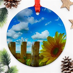 Sunflower Summer Sunny Nature Ornament (round) by Celenk