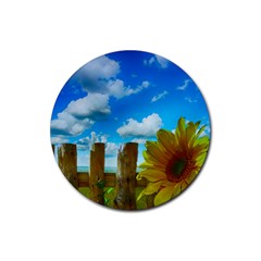 Sunflower Summer Sunny Nature Rubber Coaster (round)  by Celenk