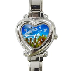 Sunflower Summer Sunny Nature Heart Italian Charm Watch by Celenk