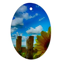 Sunflower Summer Sunny Nature Oval Ornament (two Sides) by Celenk