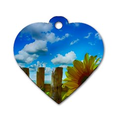 Sunflower Summer Sunny Nature Dog Tag Heart (two Sides) by Celenk