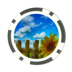 Sunflower Summer Sunny Nature Poker Chip Card Guard by Celenk