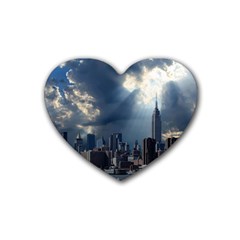 New York America New York Skyline Rubber Coaster (heart)  by Celenk