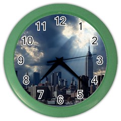 New York America New York Skyline Color Wall Clocks by Celenk