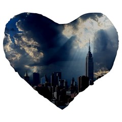 New York America New York Skyline Large 19  Premium Heart Shape Cushions by Celenk