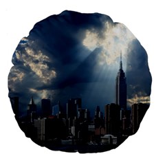 New York America New York Skyline Large 18  Premium Flano Round Cushions by Celenk