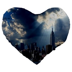 New York America New York Skyline Large 19  Premium Flano Heart Shape Cushions by Celenk