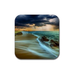 Beach Shore Sand Coast Nature Sea Rubber Coaster (square)  by Celenk