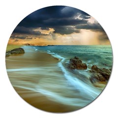 Beach Shore Sand Coast Nature Sea Magnet 5  (round) by Celenk