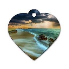 Beach Shore Sand Coast Nature Sea Dog Tag Heart (one Side)