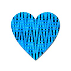 Sharp Blue And Black Wave Pattern Heart Magnet by Celenk