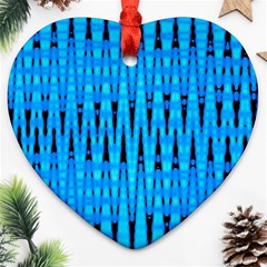 Sharp Blue And Black Wave Pattern Heart Ornament (two Sides) by Celenk