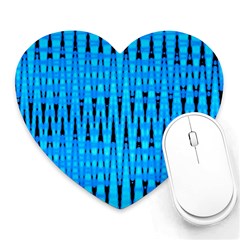 Sharp Blue And Black Wave Pattern Heart Mousepads by Celenk