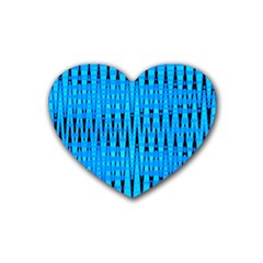 Sharp Blue And Black Wave Pattern Rubber Coaster (heart)  by Celenk