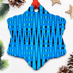 Sharp Blue And Black Wave Pattern Snowflake Ornament (two Sides) by Celenk