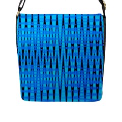 Sharp Blue And Black Wave Pattern Flap Messenger Bag (l) 