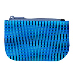 Sharp Blue And Black Wave Pattern Large Coin Purse by Celenk