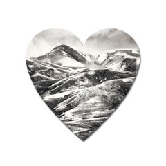 Mountains Winter Landscape Nature Heart Magnet by Celenk