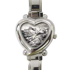 Mountains Winter Landscape Nature Heart Italian Charm Watch by Celenk