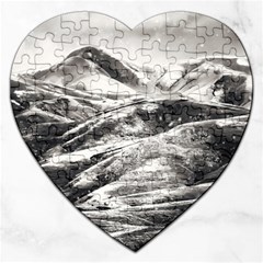 Mountains Winter Landscape Nature Jigsaw Puzzle (heart) by Celenk