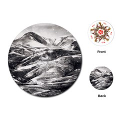 Mountains Winter Landscape Nature Playing Cards (round)  by Celenk