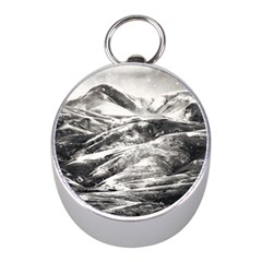 Mountains Winter Landscape Nature Mini Silver Compasses by Celenk