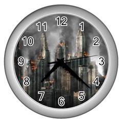 Armageddon Disaster Destruction War Wall Clocks (silver)  by Celenk