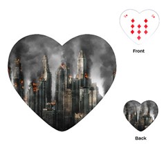 Armageddon Disaster Destruction War Playing Cards (heart)  by Celenk