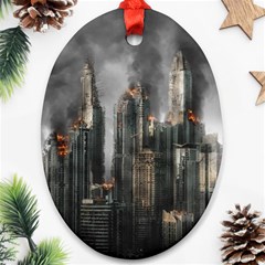 Armageddon Disaster Destruction War Oval Ornament (two Sides) by Celenk