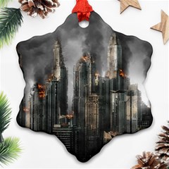 Armageddon Disaster Destruction War Snowflake Ornament (two Sides) by Celenk