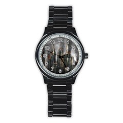 Armageddon Disaster Destruction War Stainless Steel Round Watch by Celenk