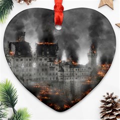 Destruction War Conflict Explosive Ornament (heart) by Celenk