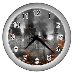 Destruction War Conflict Explosive Wall Clocks (silver)  by Celenk