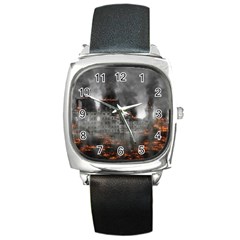 Destruction War Conflict Explosive Square Metal Watch by Celenk