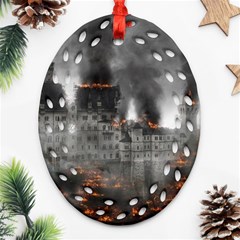 Destruction War Conflict Explosive Ornament (oval Filigree) by Celenk