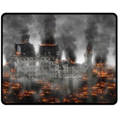 Destruction War Conflict Explosive Double Sided Fleece Blanket (medium)  by Celenk