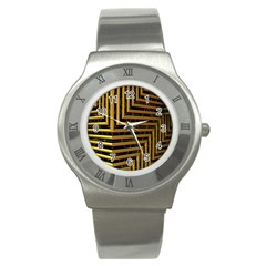 Modern Art Sculpture Architecture Stainless Steel Watch by Celenk