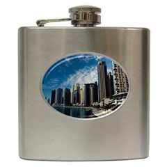 Skyscraper City Architecture Urban Hip Flask (6 Oz) by Celenk