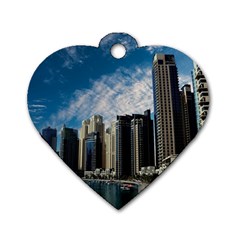 Skyscraper City Architecture Urban Dog Tag Heart (one Side)