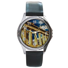 Athens Greece Ancient Architecture Round Metal Watch