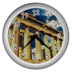 Athens Greece Ancient Architecture Wall Clocks (silver)  by Celenk