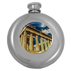 Athens Greece Ancient Architecture Round Hip Flask (5 Oz) by Celenk