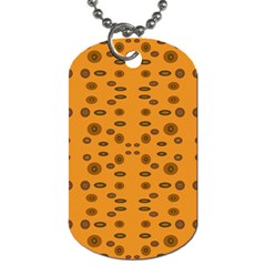 Brown Circle Pattern On Yellow Dog Tag (one Side) by BrightVibesDesign