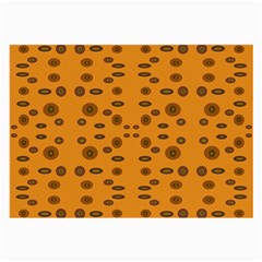 Brown Circle Pattern On Yellow Large Glasses Cloth by BrightVibesDesign