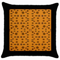 Brown Circle Pattern On Yellow Throw Pillow Case (black) by BrightVibesDesign